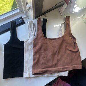 OQQ Three Pack Ribbed Tank Tops Small